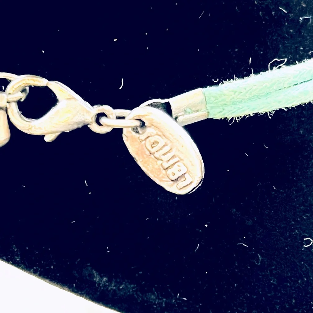 Turquoise necklace, adjustable size, double cord, silver accents, perfect gift! - Picture 3 of 3